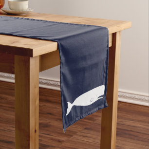 Nautical Navy Blue & White Whale Medium Table Runner