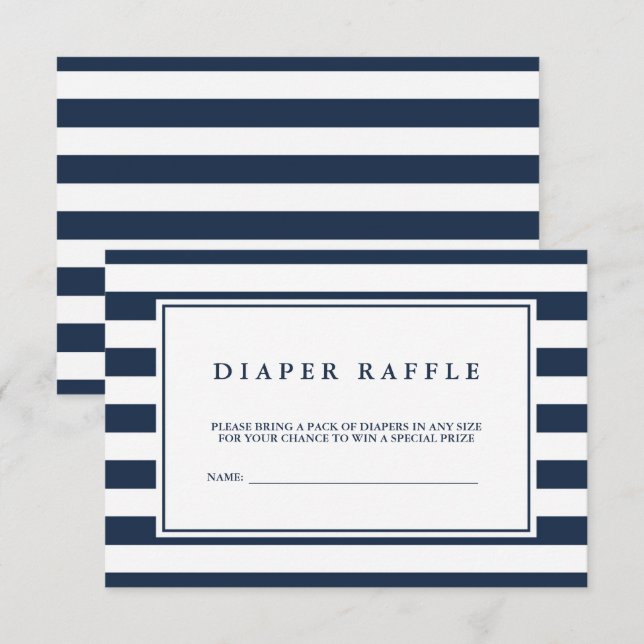 Nautical Navy Boy Baby Shower Diaper Raffle Enclosure Card (Front/Back)