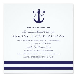 Nautical Navy Bridal Shower Invite