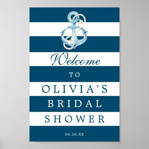 Nautical Navy Bridal Shower Welcome Sign