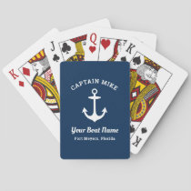 Nautical Navy Captain Boat Name Custom Poker Cards