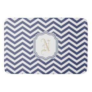 Nautical Navy Chevron Monogramed Bath Mat