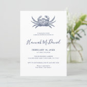 Nautical Navy Crab Bridal Shower Invitation Card (Standing Front)