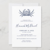 Nautical Navy Crab Bridal Shower Invitation Card (Front)