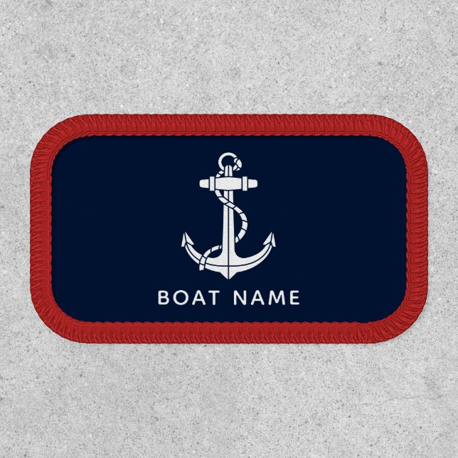 Nautical Navy Cruise Blue Boat Name Custom Patch (Front)