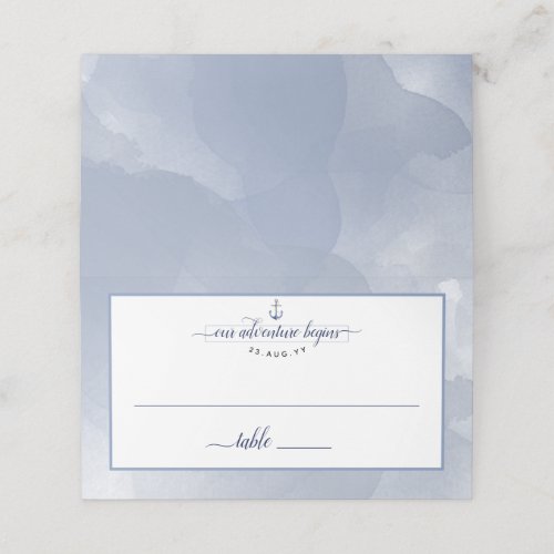 Nautical Navy Dusty Blue Watercolor Event Wedding Place Card