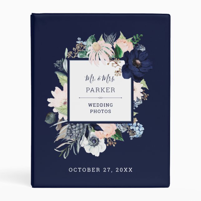 Nautical Navy Floral | Wedding Mini Binder (Front)