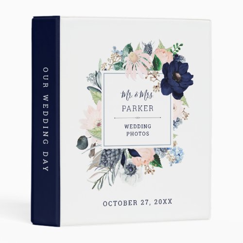 Nautical Navy Floral  Wedding Mini Binder