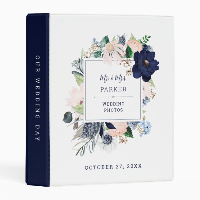 Nautical Navy Floral | Wedding Mini Binder (Front/Spine)
