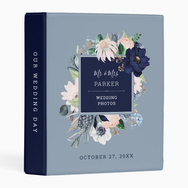 Nautical Navy Floral | Wedding Mini Binder (Front/Spine)