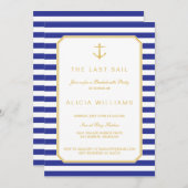 Nautical Navy & Gold Bachelorette Party Invitation (Front/Back)