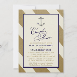 Nautical Navy & Gold Couple's Shower Invitation