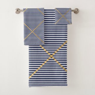 NAUTICAL NAVY GOLD DESIGN BATH TOWEL SET