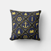 Nautical navy/gold/dolphin/sailboat/anchor/crab th