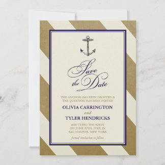 Nautical Navy & Gold Save the Dates Save The Date