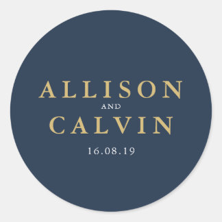 nautical navy & gold wedding sticker