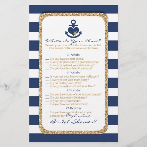 Nautical Navy  Gold Whats In Your Phone Flyer