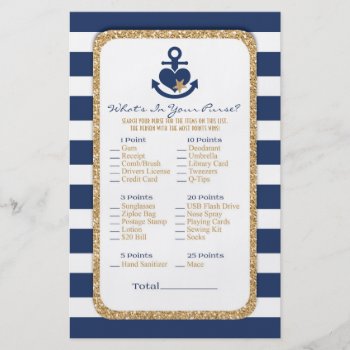 Nautical Navy & Gold What's In Your Purse Flyer by AllbyWanda at Zazzle