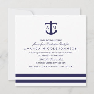 Nautical Navy Graduation Party Invite
