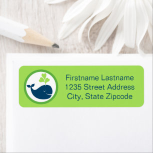 Nautical Navy Green Whale Return Address Label