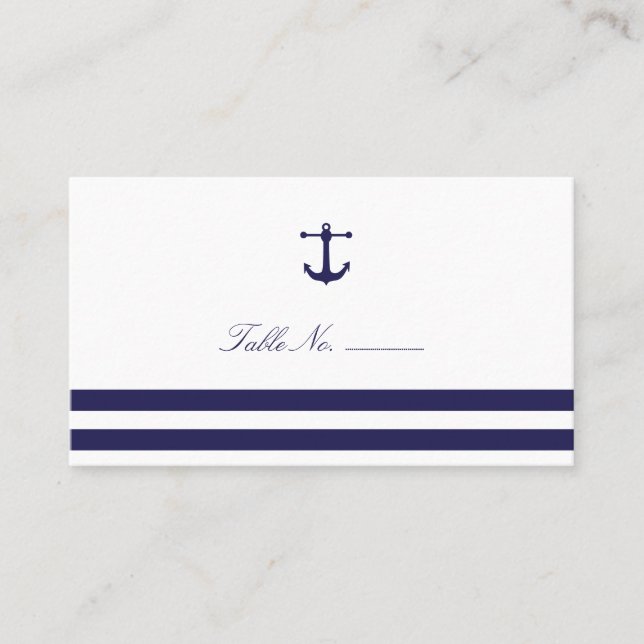 Nautical Navy Guest Table Escort Cards (Front)