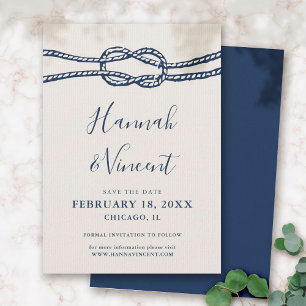 Nautical Navy Knot Save the Date Card