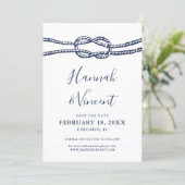 Nautical Navy Knot Save the Date Card (Standing Front)