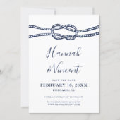 Nautical Navy Knot Save the Date Card (Front)