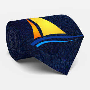 Nautical Navy Leather Pattern with Sailboat Tie