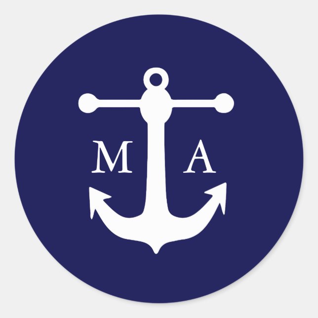Nautical Navy Monogram Stickers (Front)