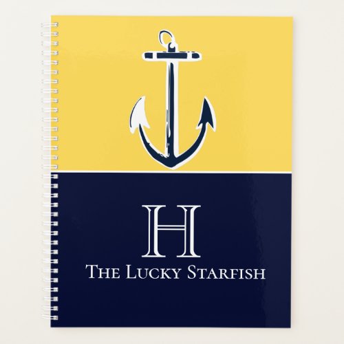 Nautical Navy Mustard Yellow Anchor beach house Pl Planner