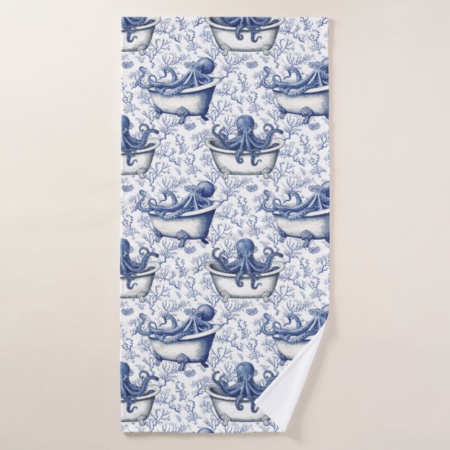 Nautical Navy Octopus in a Bath Bath Towel (Bath Towel)