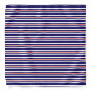 Nautical Navy Pattern, Blue, Red, Stripes Pattern Bandana