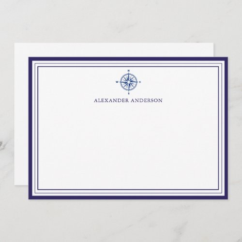 Nautical Navy Professional Border Correspondence N Note Card