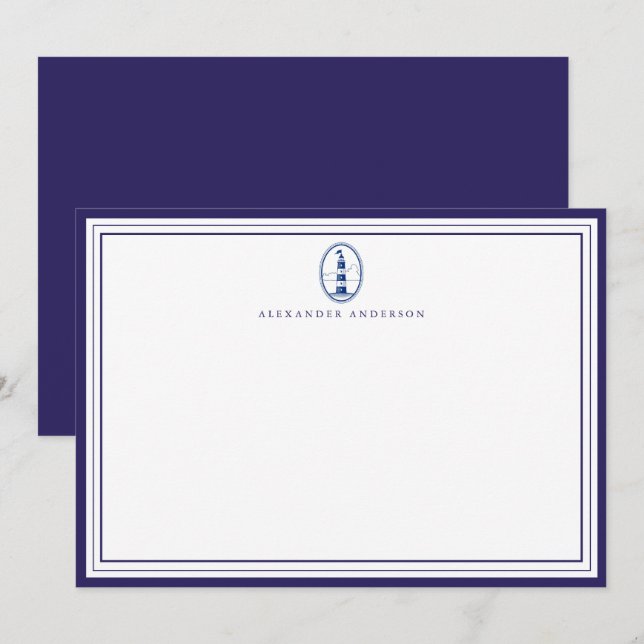 Nautical Navy Professional Border Correspondence Note Card (Front/Back)