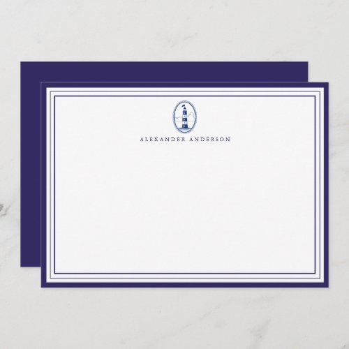 Nautical Navy Professional Border Correspondence Note Card