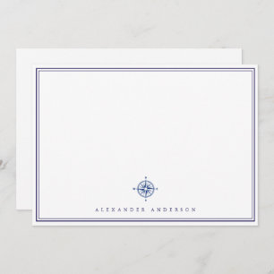 Nautical Navy Professional Double Border Note Card