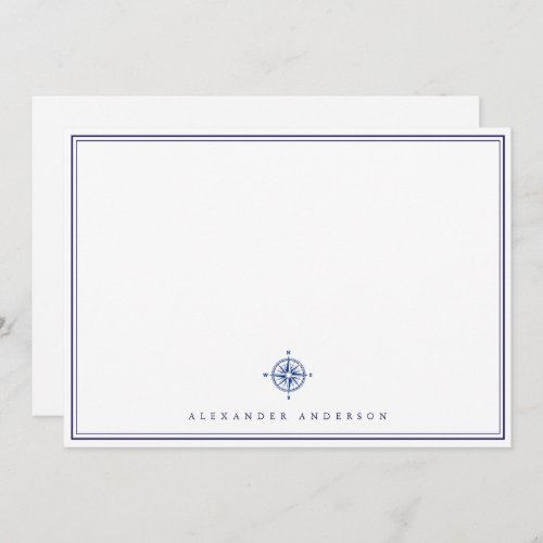 Nautical Navy Professional Double Border  Note Card