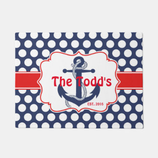 Nautical Navy & Red Doormat