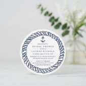 Nautical Navy Rope and Anchor Bridal Shower Invitation (Standing Front)