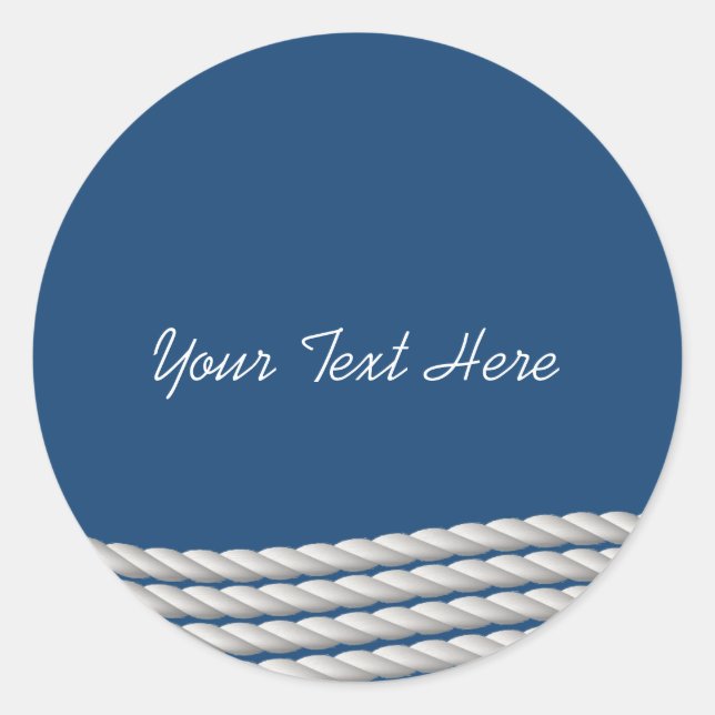 Nautical Navy Rope Classic Round Sticker (Front)