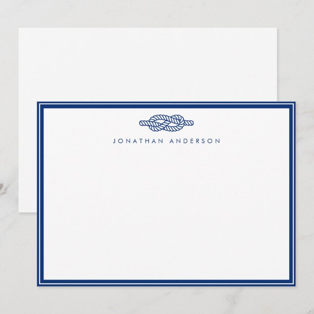 Nautical Navy Rope Correspondence  Note Card (Front/Back)