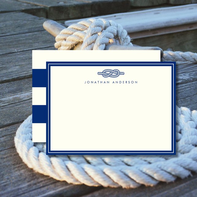 Nautical Navy Rope Correspondence  Note Card (Creator Uploaded)