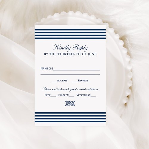 Wedding RSVP Card | Nautical Stripes Theme