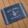 Nautical Navy Rustic Anchor | Your Boat Name Bath Mat
