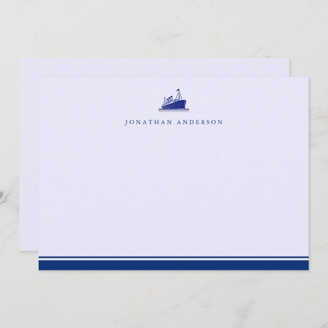 Nautical Navy Sailing Ship Correspondence Note Card (Front/Back)