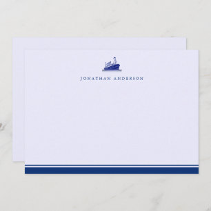 Nautical Navy Sailing Ship Correspondence Note Card
