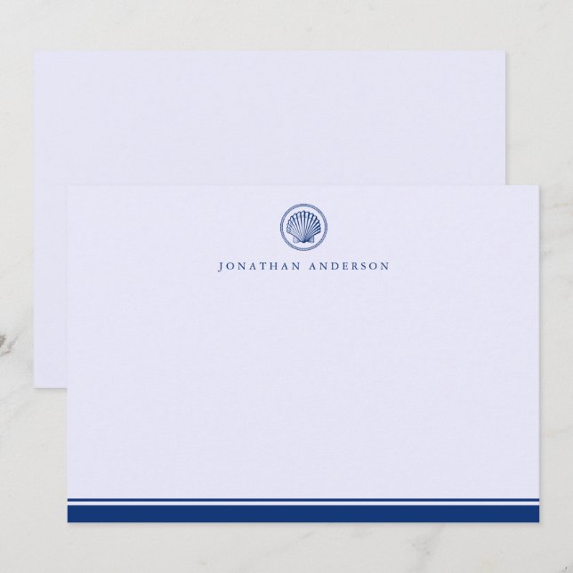 Nautical Navy Seashell Correspondence Note Card (Front/Back)