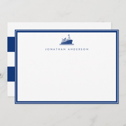 Nautical Navy Ship Custom Note Card