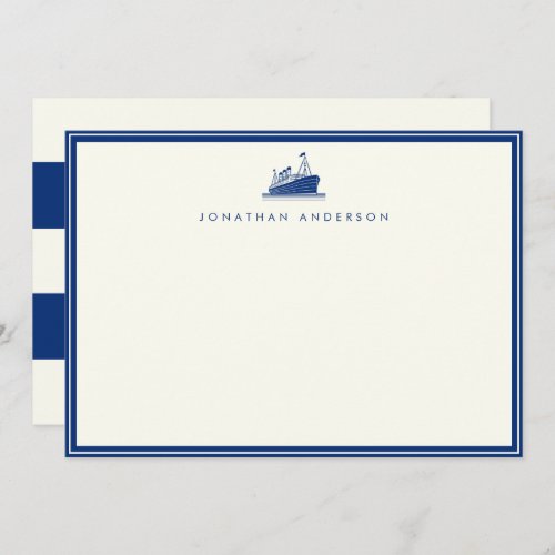 Nautical Navy Ship Custom Note Card